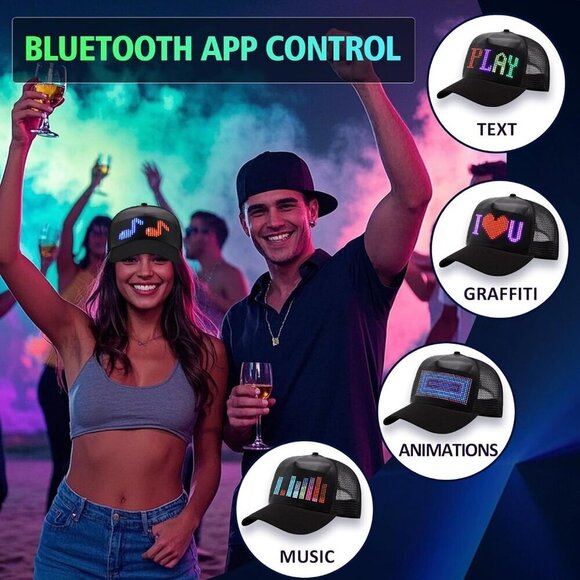 Women Led Cool Novelty Bluetooth Control Supports Text Patterns Baseball Caps main image 6